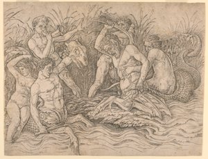 Bitva bohů moře, pravá polovina od Andrea Mantegna