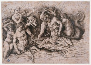 Souboj dvou tritónů od Andrea Mantegna