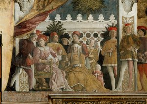 Court of Gonzaga Fresco v Camera degli Sposi v Palazzo Ducale v Mantově, 1474 od Andrea Mantegna