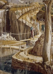 Detail „Modlitba v zahradě olivovníků“, Jidáš vede vojáky k Ježíši – Agónie v zahradě od Andrea Mantegna