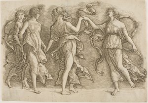 Čtyři ženy tančí od Andrea Mantegna