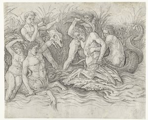 Bitva mezi tritony s nereidami na zádech Bitva mořských bohů od Andrea Mantegna