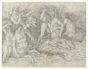 Bitva mezi tritony s nereidami na zádech Bitva mořských bohů od Andrea Mantegna