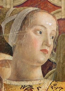 Hlava ženy, detail markýze Ludovica III. Gonzagy a jeho dvora v Camera degli Sposi, kolem 1465-75 (detail 166336)