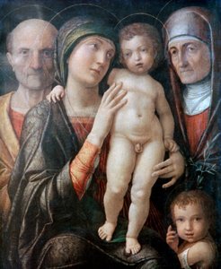 Svatá rodina se svatou Alžbětou a svatým Janem Křtitelem v dětství, c1495-1500 od Andrea Mantegna