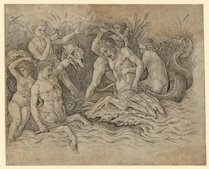 Bitva mořských bohů od Andrea Mantegna