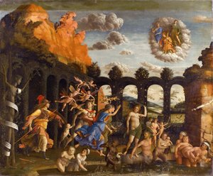 Minerva vyhání neřesti ze zahrady ctnosti od Andrea Mantegna