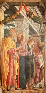 Svatí Petr a Pavel a dva svatí, detail z oltáře San Zeno od Andrea Mantegna