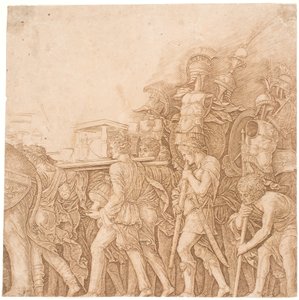Vojáci nesoucí trofeje od Andrea Mantegna