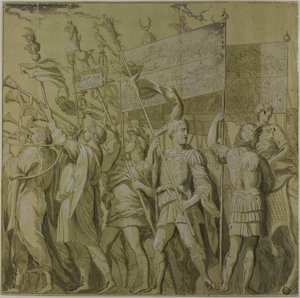Triumfy Julia Caesara: Plátno č. I od Andrea Mantegna