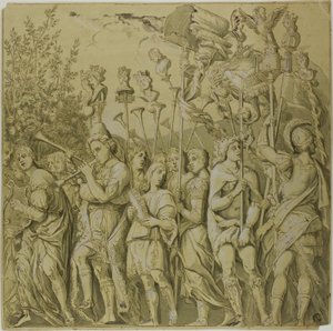 Triumfy Julia Caesara: Plátno č. VII od Andrea Mantegna