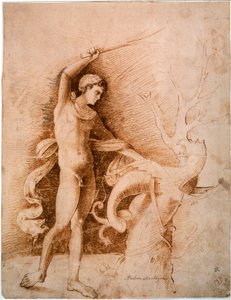 Mladý muž bojující s drakem, konec 15. století od Andrea Mantegna