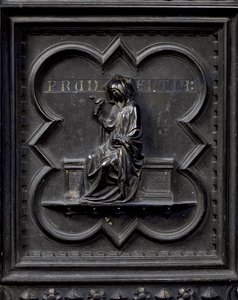 Prudence, panel H jižních dveří baptisteria San Giovanni, 1336 (bronz)