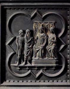 Svatý Jan Křtitel kárá krále Heroda (21 př. n. l.-39 n. l.), jedenáctá deska jižních dveří baptisteria San Giovanni, 1336 (bronz)