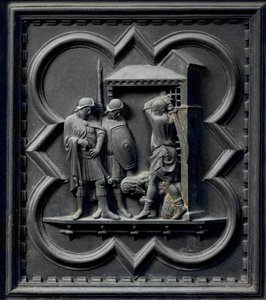 Dekapitace svatého Jana Křtitele, šestnáctý panel jižních dveří baptisteria San Giovanni, 1336 (bronz)
