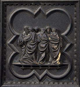 Přeprava těla svatého Jana Křtitele, devatenáctý panel jižních dveří baptisteria San Giovanni, 1336 (bronz)