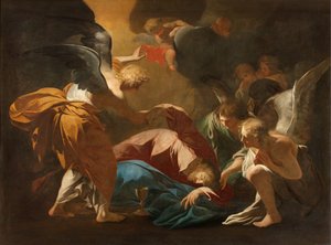 Milán, Kostel San Francesco da Paola, Andrea Pozzo, Andělé podporují Ježíše v Getsemanské zahradě od Andrea Pozzo
