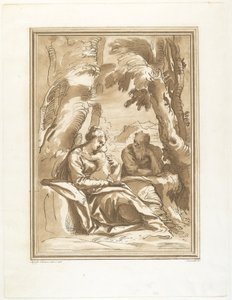 Odpočinek na útěku do Egypta od Andrea Scacciati after Agostino Carracci