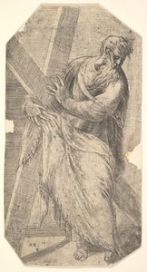 Svatý Ondřej drží velký kříž, z „Krista a apoštolů“, ca. 1548-50. od Andrea Schiavone