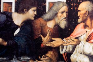 Opatství (Tongerlo Abbey). Malba. Poslední večeře. 1506-1507. Detail (malba) od Andrea Solario