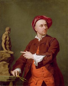 John Michael Rysbrack modeluje svou terakotovou sochu Herkula, 1753