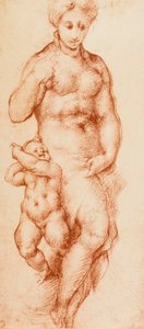 Charita, kresba Pontorma, dříve připisovaná Andrei del Sarto. Gabinetto dei Disegni e delle Stampe, Galerie Uffizi, Florencie od Andrea del Sarto