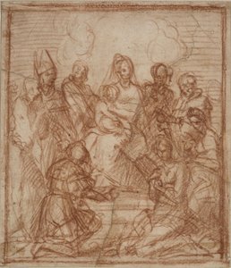 Intronizovaná Madona s dítětem a osmi svatými Studie kompozice, 1528 od Andrea del Sarto