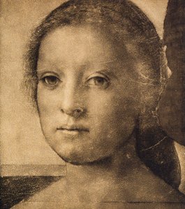 Hlava mladé ženy, kresba Andrea del Sarto. Kabinet kreseb a tisků, Galerie Uffizi, Florencie od Andrea del Sarto