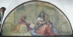 Luneta zobrazující Madonnu del Sacco od Andrea del Sarto (1486-1530), freska od Andrea del Sarto