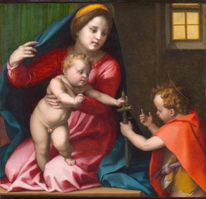 Madona s dítětem se svatým Janem Křtitelem, kolem roku 1528 (olej na desce) od Andrea del Sarto
