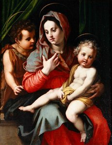 Madona s dítětem se svatým Janem (olej na desce) od Andrea del Sarto