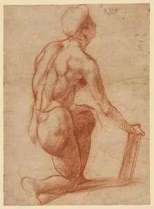 Studie klečící postavy se skicou obličeje (recto); figurální studie a obličej (verso) od Andrea del Sarto