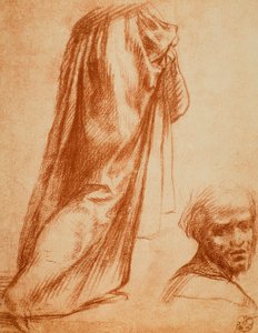 Studie drapérie a mužského portrétu; kresba Andrea del Sarto. Gabinetto dei Disegni e delle Stampe, Galerie Uffizi, Florencie od Andrea del Sarto