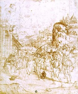 Klanění tří králů (křída na papíře) od Andrea del Sarto