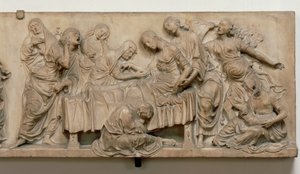 Reliéf zobrazující smrt Francescy Tornabuoni od Andrea del Verrocchio