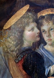 Křest Krista, Detail - olej a tempera na panelu od Andrea del Verrocchio