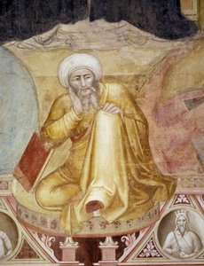 Triumf svatého Tomáše Akvinského, detail postavy pod trůnem, ze Španělské kaple, kolem 1365 (freska)