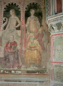 Církev bojovná a vítězná, ve španělské kapli, detail rétoriky, Cicero, gramatika a Aelius Donatus