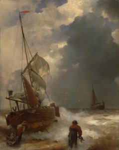 A. Achenbach, vylodění rybářů od Andreas Achenbach