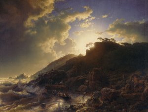Západ slunce po bouři na pobřeží Sicílie, 1853.