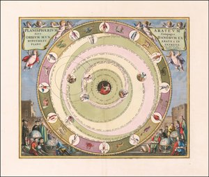 Nebeská mapa z roku 1660 znázorňující model vesmíru řeckého astronoma Arata od Andreas Cellarius