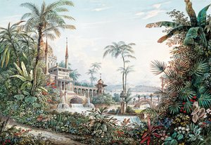Scénický návrh k opeře Únos ze seraglia od Wolfganga Amadea Mozarta, 1842.
