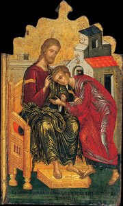 Kristus dává požehnání Janu Evangelistovi, c. 1450
