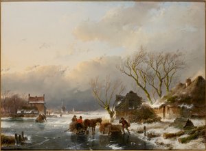 Zimní krajina se zamrzlou řekou, 1847.