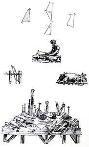 Desky z druhé knihy De Humani Corporis Fabrica od Andreas Vesalius