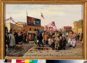 Výstaviště stojí na východním trhu v Tule (Rusko). Obraz Andrej Andrejevič Popov (1832-1896), olej na plátně