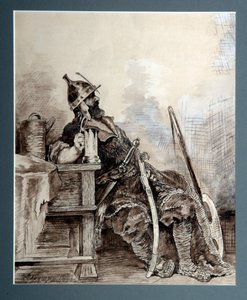""Representation du heros russe medieval Bogatyr, chevalier errant"" Akvarel de Andrei Petrovič Riabouchkine (Ryabushkin) (1861-1904) 1893 Rozměr 29,7x26,7 cm Oblastní galerie umění, Perm od Andrei Petrovich Ryabushkin