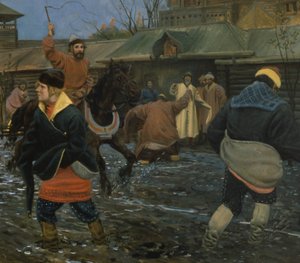 Moskevská ulice sedmnáctého století o státním svátku od Andrei Petrovich Ryabushkin