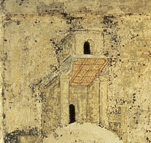 Detailní formulář Nejsvětější Trojice, 1420 (tempera na panelu) (detail) (viz 39517) od Andrei Rublev