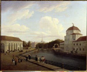 Palác Michel v Petrohradě. (Michaelský palác v Petrohradě). Obraz Andreje Jefimoviče Martynova (1768-1826), olej na plátně